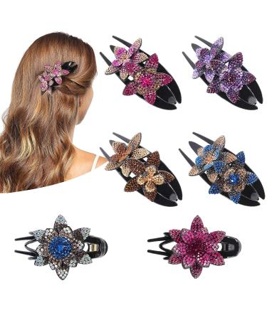 6 Rhinestone Flower Hair Clips for Women - Vintage Slipproof Pearl Clipper Jewelry - Perfect for Brides - Buy Online on GoSupps.com