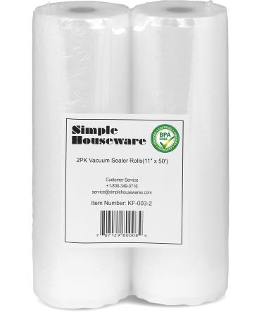 2 Pack - SimpleHouseware 11" x 50 Feet Vacuum Sealer Bags (total 100 feet) 2 Rolls - 11'' x 50' ea.