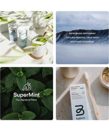 Before | Fluoride Free n-HA Whitening Toothpaste | Natural Nano Hydroxyapatite Helps Strengthen Teeth & Remineralize Enamel for Oral Health Lasting Mint Flavor Made in The USA 4.4oz 4.4 Fl Oz (Pack of 1) - Buy Online on GoSupps.com