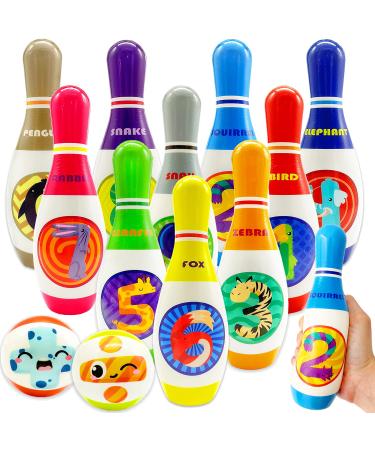 Guuozzli Kids Bowling Set Toys,Soft Bowling Pins for Toddlers,Digital Bowling Toy with 10 Foam Pins & 2 Balls for Boys and Girls Over 3 Years Old