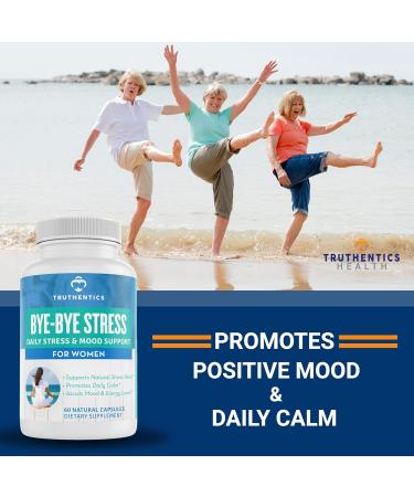 TRUTHENTICS Bye-Bye Stress - Stress & Mood Support Supplement for Women with Ashwagandha GABA Lemon Balm L-Theanin & Vitamin B Complex - Vegan - 60 Capsules - Buy Online on GoSupps.com