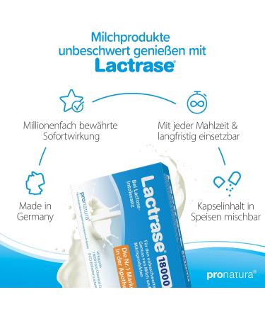 Pro Natura Lactrase 18000-40 Capsules | Lactose Intolerance Relief for Enjoying Milk & Dairy  - Buy Online on GoSupps.com