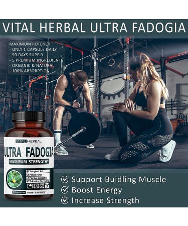 Ultra Fadogia Agrestis 10:1 Extract with Tongkat Ali Capsules - Maximum Strength Energy and Muscle Booster - 9570mg Equivalent - with Ginseng, Maca Root, Tribulus - 90 Count - Buy Online on GoSupps.com