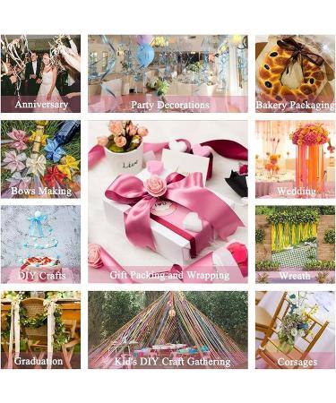 Satin Ribbon Light Pink - 1/4 x 50 Yards - Double Faced Polyester for Gifts, Wedding, Crafts - DIY Decor Ornaments - Buy Online on GoSupps.com