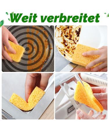 10 Pack Natural Cellulose Kitchen Sponges - Scratch-Resistant & Reusable Cleaning Sponges for Kitchen & Bathroom (Yellow) - Buy Online on GoSupps.com