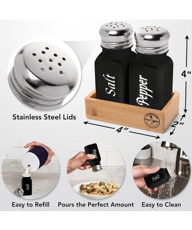 Glass Farmhouse Salt and Pepper Shakers Set - Rustic Black Kitchen Decor - Ideal for Home, Restaurant, or Wedding Gifts - Buy Online on GoSupps.com