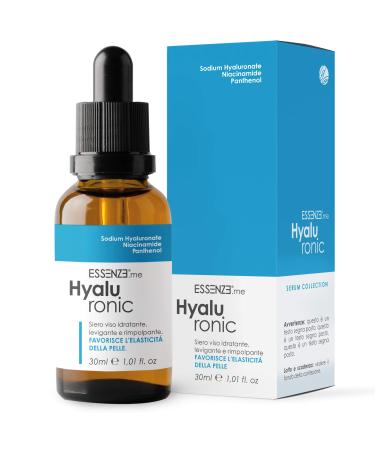 Pure Hyaluronic Acid Face Serum Anti-Wrinkle Plumping Effect with Niacinamide + Provitamin B5 Concentrated Moisturizing Formula Also for Eye Contour | Hyaluronic Essences 30 ml