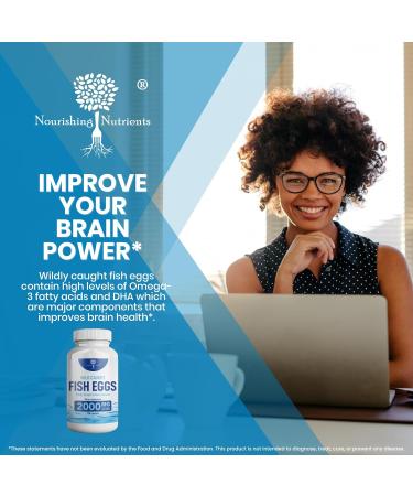 Wild Caught Fish Eggs 2 000mg - Omega 3 Supplement for Eye Brain Health Supports Immunity Bones and Teeth Mood Support with Omega 3-6-9 Fish Egg Capsules - Buy Online on GoSupps.com