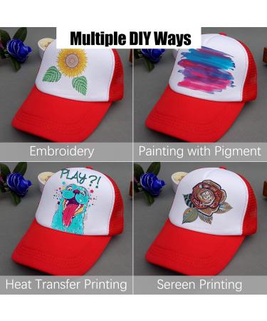 6 Pack Kids Mesh Trucker Hats - DIY Sublimation Blank Baseball Caps | Adjustable Snapback Sun Hat for Sports and Outdoor Activities - Red White - Buy Online on GoSupps.com