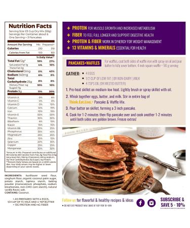 Sunflower Seed Flour Pancake & Waffle Mix - Gluten Free, Low Carb, High Protein & Fiber, Diabetic & Vegan Friendly Breakfast - 10.5 oz - Buy Online on GoSupps.com