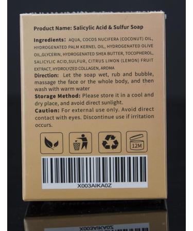 Looloon 5oz Sulfur and Salicylic Acid Bar Soap - 5% Sulfur, 3% Salicylic Acid for Acne, Pores, Dead Skin, Fine Wrinkles - 1 Bar - Buy Online on GoSupps.com