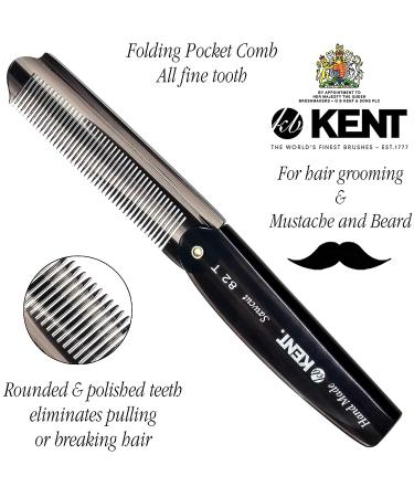 Kent 82T 4 Graphite Folding Pocket Comb for Men - Fine Tooth Hair Comb for Everyday Grooming - Beard and Mustache Styling Tool - Made in England - Buy Online on GoSupps.com