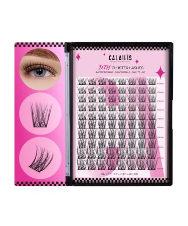 Calailis eyelashes individually 80 PCs DIY individual eyelashes for the self-application of lash exttesnion at home 10-16mm d curl cluster individual lashes (A04 mix) - Buy Online on GoSupps.com