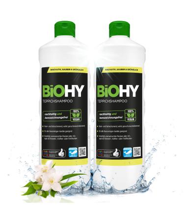 Biohy carpet shampoo (2 x 1 liter) |Carpet cleaner concentrate |Ideal against stubborn spotsMaterial gentle & animal -friendly |Effective organic medium |powerful carpet foam 1 l (2 pack)