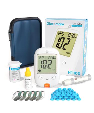 Glucose Monitor Kit - Blood Sugar Test Kit with Blood Glucose Test Strips & Lancets for Diabetes Testing | Glucomate Blood Glucose Monitor Kit includes 1 Blood Sugar Monitor  50 Diabetic Test Strips  50 30G Lancets  1 La...