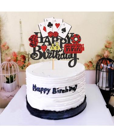 Cyodoos1PCS Casino Cake Decoration Dice Poker Chips Cupcake Cake Topper Playing Cards Vegas Theme Cupcake Toppers Decorations Poker Night Party Supplies Black - Buy Online on GoSupps.com