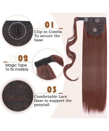 Tess Ponytail Extension - 60 cm Dark Red-Brown Braid - 90g Smooth Horse Tail Hair Extension - Buy Online on GoSupps.com