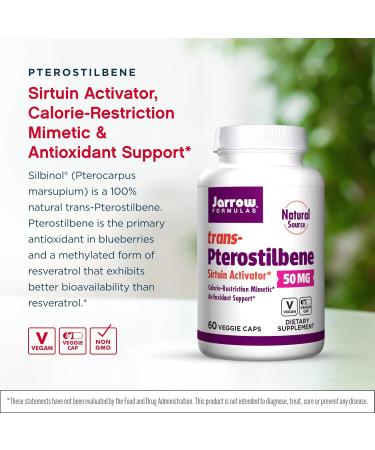 Jarrow Formulas trans-Pterostilbene 50 Milligrams Per Serving 60 Vegetarian Capsules. Pack of 2 bottles - Buy Online on GoSupps.com