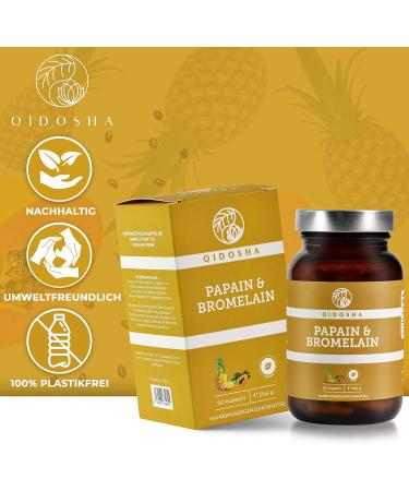 Qidosha Papain Bromelain Capsules 90 Vegan Digestive Enzyme Capsules with 320mg Bromelain & Papaya Supports Digestion & Health - Buy Online on GoSupps.com