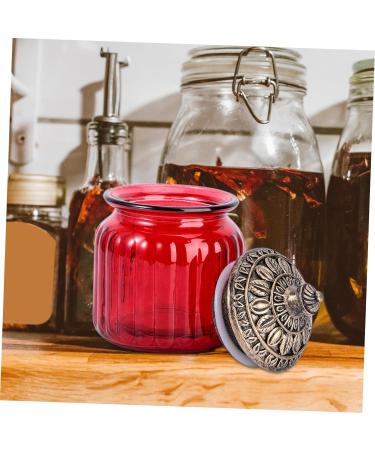 Zerodeko 1pc Red Airtight Jar Food Decor Spice Containers Red Decor Clear Pasta Containers Tea Storage Jar Condiments Containers Rice Container House Decorations for Home Can Glass Resin - Buy Online on GoSupps.com