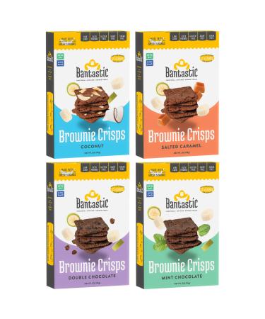 Bantastic Brownie Keto Snack Variety Pack (Double Chocolate Mint Coconut Caramel) - Crunchy Thin Low Carb Sugar-Free Gluten-Free Dairy-Free Vegan Brownies Healthy Snack 3 Oz Ea (Pack of 4)