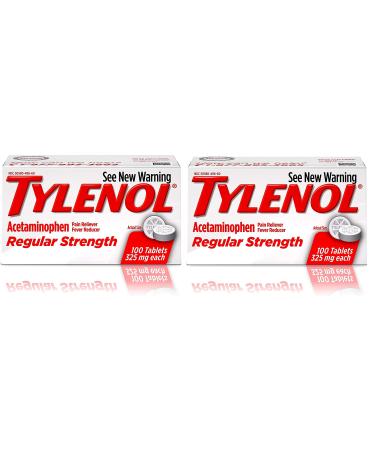 Tylenol Regular Strength Tablets Acetaminophen Pain Reliever & Fever Reducer 100 ct (Pack of 2)