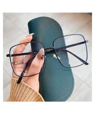 KDOQ reading glasses square anti-blue light glasses in rose gold large frame for women oversized computer glasses made of vintage alloy fashionable decoration (color: Black Size: +10