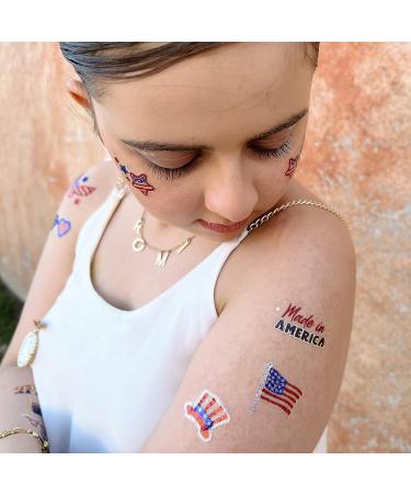 Fourth of July Party Supplies: 80pcs Patriotic Glitter & Metallic Temporary Tattoos | USA Independence Day Decorations for Kids & Adults - Buy Online on GoSupps.com