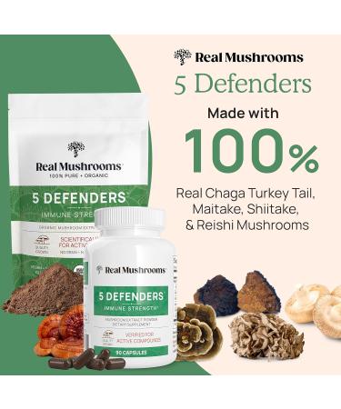 Real Mushrooms RealClarity (60ct) and 5 Defenders (90ct) Capsules Bundle - Mushroom Supplement for Mental Clarity Focus & Immune Strength - Vegan Non-GMO Verified Levels of Beta-Glucans - Buy Online on GoSupps.com