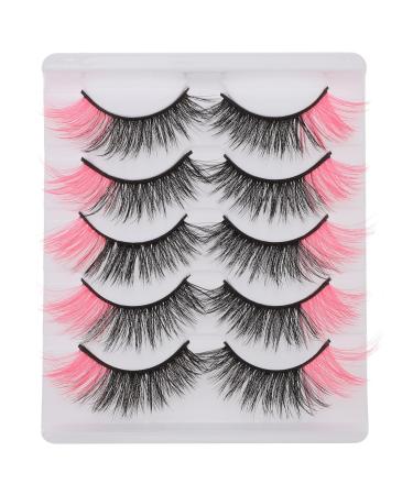 FRCOLOR 5 Pairs of Coloured False Eyelashes Cosplay Fake Eyelashes Fluffy Volume Strips Fake Eyelashes Colourful Natural False Eyelashes Mink Eyelashes Halloween