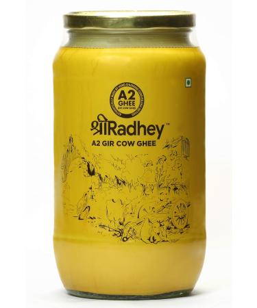 Shree Radhey Certified A2 Gir Cow Ghee - Gluten Free - (Traditionaly Hand Churned) 1000 ml