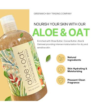 Buy Greenwich Bay Trading Company Aloe & Oat Exfoliating Body Wash 16oz - Nourishing Gentle Exfoliation for All Skin Types | International Shipping Available - Buy Online on GoSupps.com