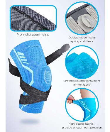 VAIIO Knee Braces for Pain Relief | Quadruple Spring Support | Compression Sleeve for Men & Women | Ideal for Meniscus Tear ACL Arthritis | XL Blue - Buy Online on GoSupps.com