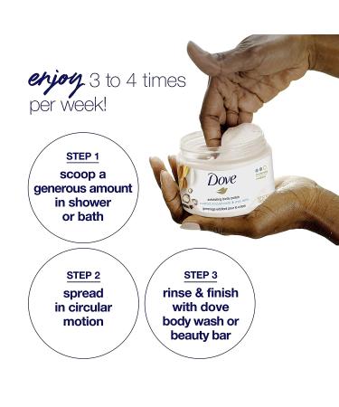 Dove Macadamia & Rice Milk Body Scrub 10.5 oz - Exfoliating Body Polish for Visibly Smoother Skin - Buy Online on GoSupps.com