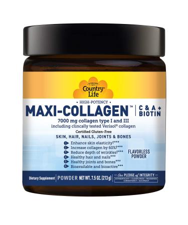 Country Life High Potency Maxi-Collagen 7000 Flavorless Powder 7.5 oz (213 g)