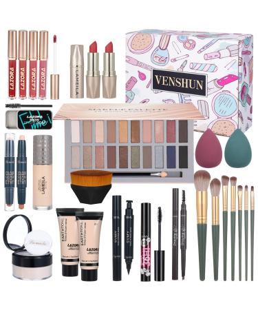 Makeup Kit Full Kit for Women Makeup Kit Full Kit for Teenagers Eyeshadow Palette Lip Gloss Foundation Mascara Eyeliner Cosmetic Brushes Cosmetic Bag etc. (20Middle) 18Middle