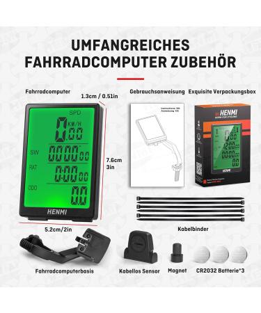 Buy Henmi Wireless Bike Computer - 3.2 Inch Waterproof Speedometer with Backlighting | International Shipping Available - Buy Online on GoSupps.com