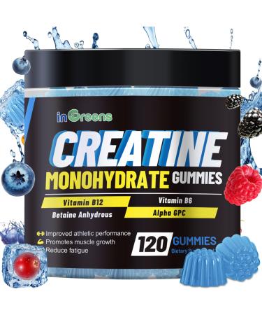 Creatine Monohydrate Gummies 6g for Men & Women Potent Creatine Supplement Chewables Creatine for Energy Boost Increase Strength and Build Muscle Gluten-Free Sugar Free 120 Count