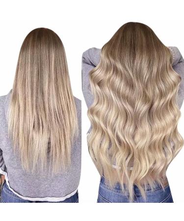 Laavoo Clip-In Hair Extensions | Balayage Ombre Real Hair | Double Weft 55cm 70g #8/18/60 - Buy Online on GoSupps.com