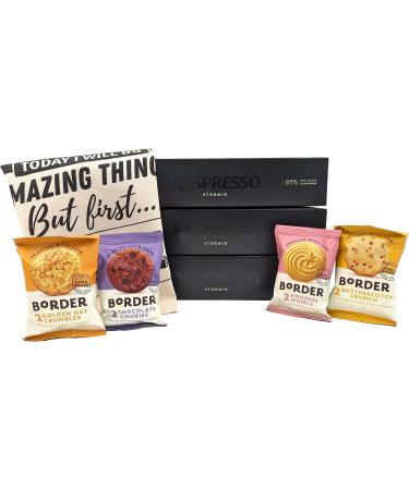 Nespresso Vertuo Stormio Coffee Capsules - 3 Boxes (30 Pods) Bundled with Border Biscuits Selection & Giftable Tote Bag - Buy Online on GoSupps.com