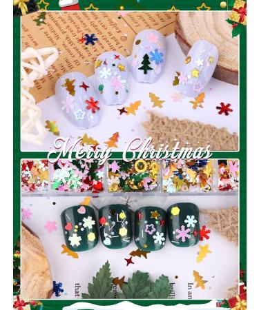 EBANKU 12 Colors Christmas Snowflakes Holographic Glitter Nail Sequins 3D Laser Snowflakes Flakes Nail Glitter Snowflake Christmas Iridescent Nail Sequins for DIY Nail Art Decoration (Snowflake E) - Buy Online on GoSupps.com