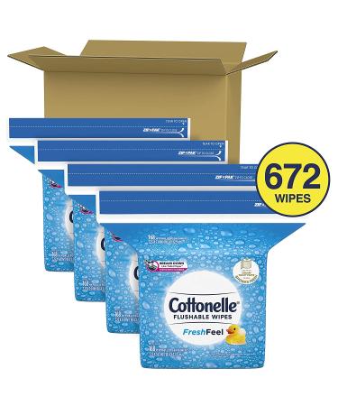 Cottonelle FreshFeel Flushable Adult Wet Wipes - 672 Total Wipes (4 Refill Packs) - Buy Online on GoSupps.com