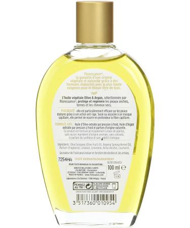 Floressance - Organic Olive and Argan Vegetable Oils - Face Body and Hair - Protects and Regenerates - Cosmebio Certified - 100 ml Bottle - Pack of 2 - Buy Online on GoSupps.com