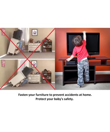 Baby Safety Metal TV Straps Furniture Anti-Tip Straps Heavy Duty Strap All Flat Screen TV/Furniture 2 Pack - Buy Online on GoSupps.com