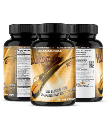 MINANATURALS HAIROGAIN DHT Blocker. Support Hair Growth. 10000 mcg Biotin Collagen & Hair Vitamins Added. Help Decrease Hair Loss and Baldness. 60 Tablets - Buy Online on GoSupps.com