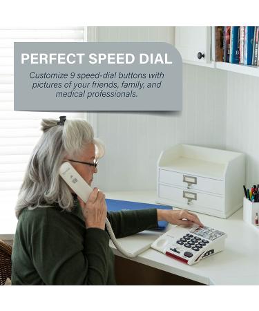 Serene Innovations Amplified Big Button Landline Phone for Seniors - 26dB Home Phone with Photo Buttons for Hearing Impaired - Buy Online on GoSupps.com