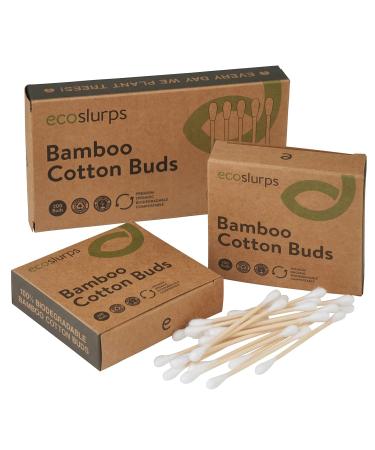 Ecoslurps 200 Bamboo Cotton Buds | Biodegradable & Compostable | Eco-Friendly Plastic-Free Swabs with Tree Planting Effort - Buy Online on GoSupps.com