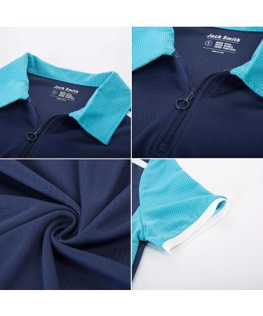 JACK SMITH Women's Short Sleeve Golf Polo Shirt | Dry Fit Moisture Wicking | Navy + Blue | Large Size - Buy Online on GoSupps.com