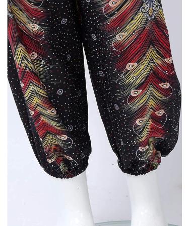 KKmeter Girls Bohemian Harem Pants - Black, Size 8 | Smocked Waist Baggy Yoga Pilates Dance Trousers - Buy Online on GoSupps.com