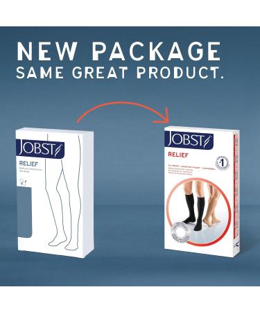 JOBST Relief Knee High Compression Stockings 20-30 mmHg - Open Toe Black X-Large Petite (1 Pair) - International Shipping Available - Buy Online on GoSupps.com